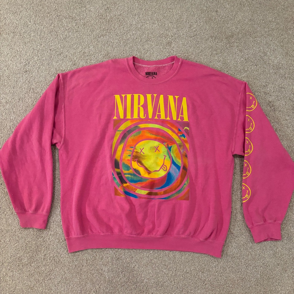 Nirvana Pink Sweatshirt Urban Outfitters